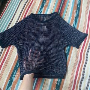 Black/ white club kid crop top